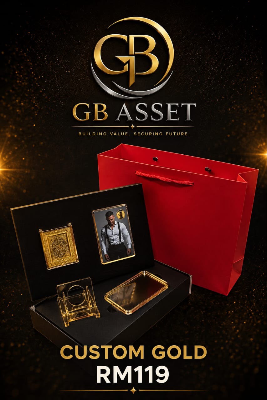 GBA Custom Gold Gift Set at RM119 — presentation box, gift bag and personalised gold cards, design 1 of 5